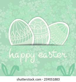 Happy Easter invitation with eggs and inscription happy easter Vector eps 10 
