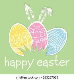 Happy Easter invitation with eggs and inscription happy easter Vector eps 10 