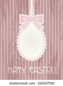 Happy easter invitation old card, vector illustration