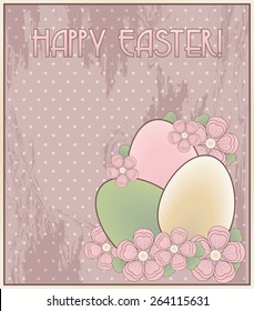 Happy Easter invitation old card, vector illustration