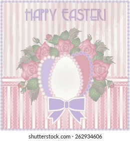 Happy Easter invitation vintage card, vector illustration 