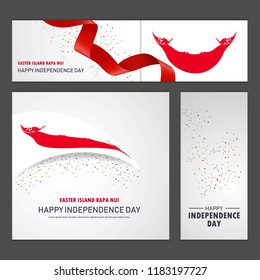 Happy Easter Island Rapa Nui independence day Banner and Background Set