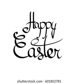Happy Easter, isolated calligraphy phrase, words design template, vector illustration