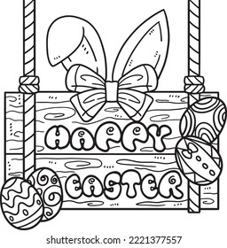 Happy Easter Isolated Coloring Page for Kids