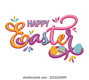 Happy Easter isolated with white background. EPS 10 vector royalty free stock illustration for greeting card, ad, poster, flier, blog, article
