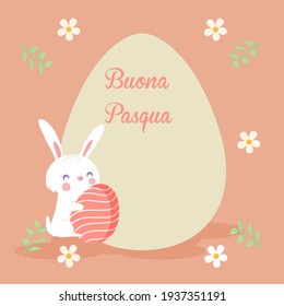 Happy Easter Italian Calligraphy Greeting Card. 