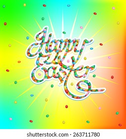 Happy Easter Jelly Bean lettering 
