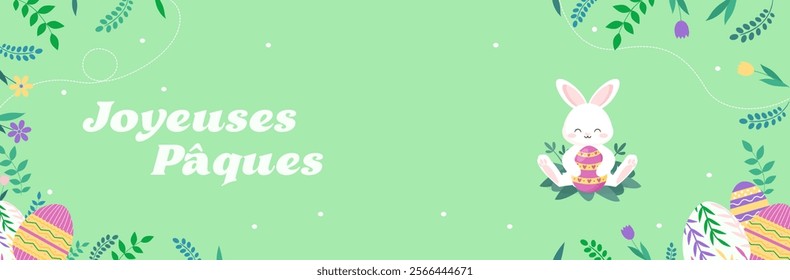 Happy Easter ("Joyeuses Pâques") written in french.  Happy Easter banner