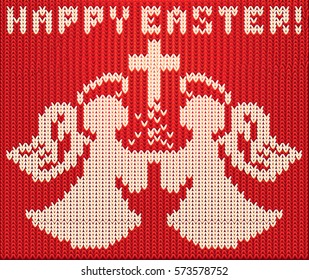 Happy Easter knitting background, vector illustration