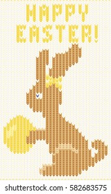 Happy Easter knitting greeting card, vector illustration