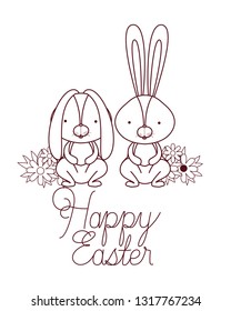 happy easter label with egg isolated icon