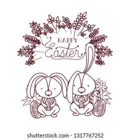 happy easter label with egg isolated icon