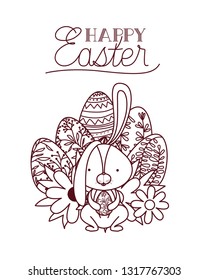 happy easter label with egg isolated icon