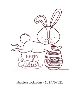 happy easter label with egg isolated icon