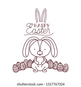 happy easter label with egg isolated icon