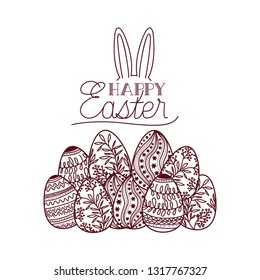 happy easter label with egg isolated icon