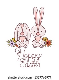 happy easter label with egg isolated icon
