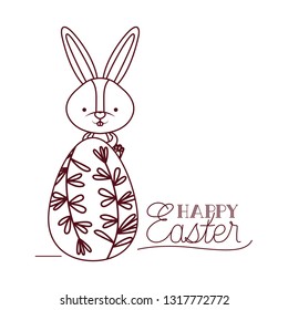 happy easter label with egg isolated icon