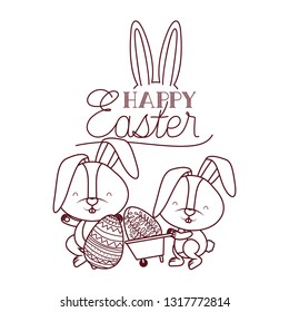 happy easter label with egg isolated icon
