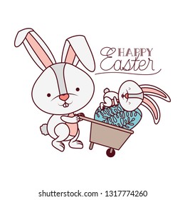 happy easter label with egg isolated icon