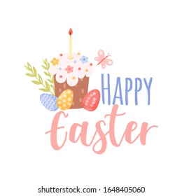 Happy Easter label. greeting logo. Traditional symbolic