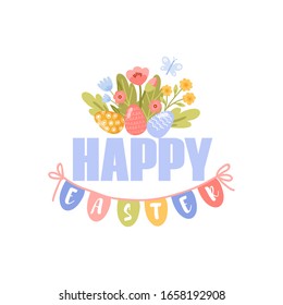 Happy Easter label. greeting logo. Traditional symbolic