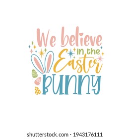 Happy Easter label. greeting logo. Traditional symbolic elements for celebrating spring holiday. Bright card with easter bunny, painted eggs and spring flowers.