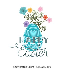 happy easter label isolated icon
