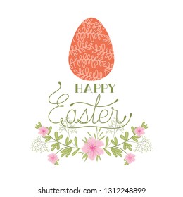 happy easter label isolated icon