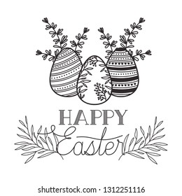 happy easter label isolated icon