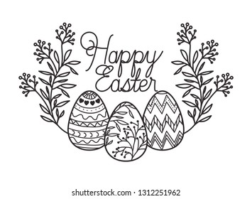 happy easter label isolated icon
