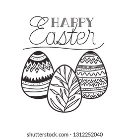happy easter label isolated icon