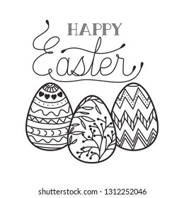 happy easter label isolated icon