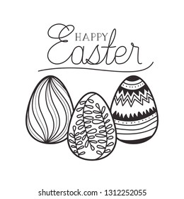 happy easter label isolated icon