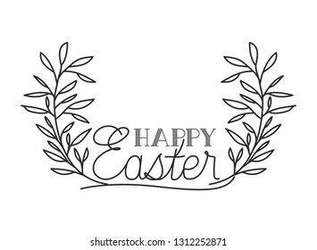 happy easter label isolated icon