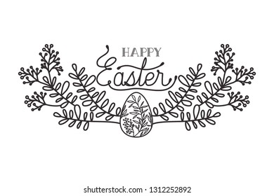 happy easter label isolated icon