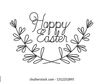 happy easter label isolated icon