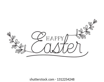 happy easter label isolated icon