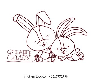 happy easter label isolated icon
