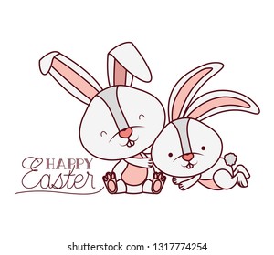 happy easter label isolated icon