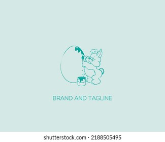 Happy Easter, label set. Egg, rabbit, bunny symbol. Lettering, calligraphy vector illustration