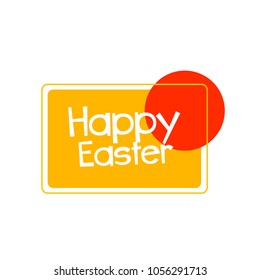happy easter label or sign with square background