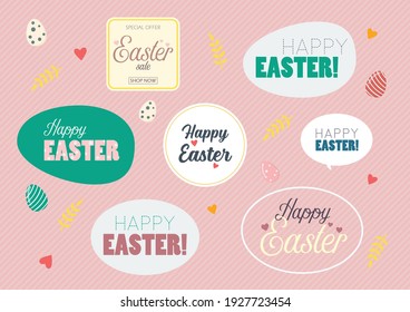 Happy Easter Label Typography. Happy easter greeting card designs. Vector illustration