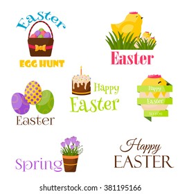 Happy Easter Easter labels and badges Vector Illustration. Spring Holiday Concept,Easter template design, greeting card.Easter set - labels