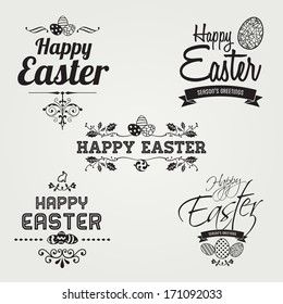 Happy Easter labels set, instant color change, vector design 