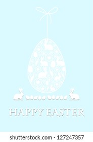 Happy Easter, lase egg,rabbit and tulip.Vector eps10,illustration.