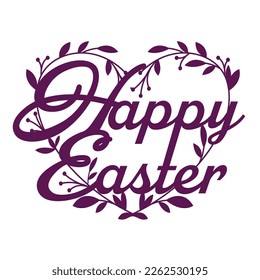 Happy Easter laser cutting template heart floral silhouette