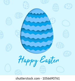 Happy Easter. Layer art egg with with paper cut shapes. Vector illustration for the invitation, a banner, a card for congratulations since happy Easter