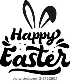 Happy Easter Letter in a bold script font with bunny ears