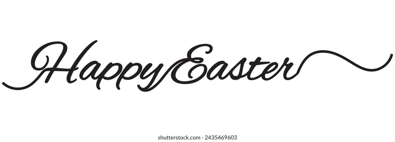Happy easter letter calligraphy banner black color.